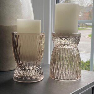 Pair of Cut Glass Vintage Style Candle Holders